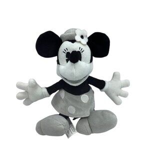 Disney Parks Minnie Mouse Steamboat Willie Plush Toy Black Gray 9" Authentic